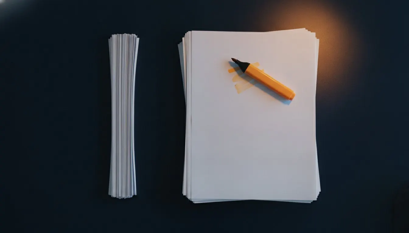 A thin printed stack beside a much thicker one
