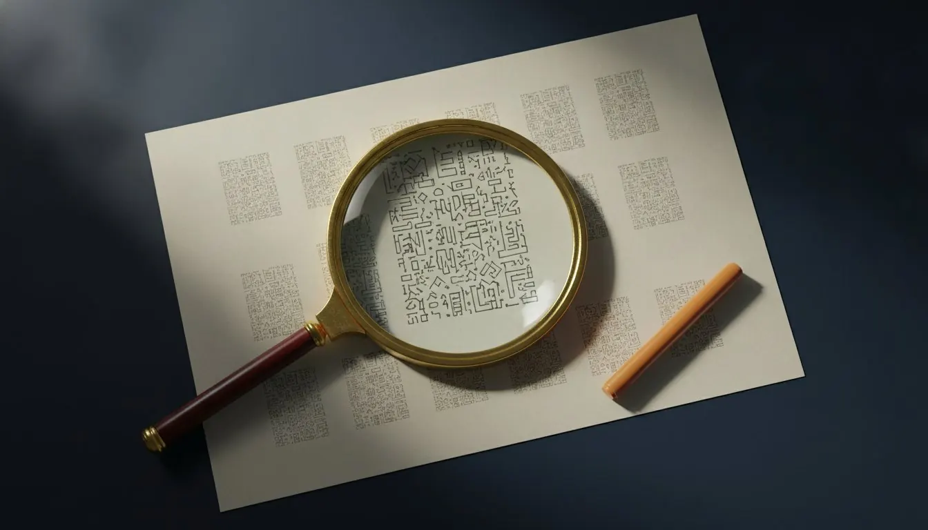A magnifier resting over a page of text