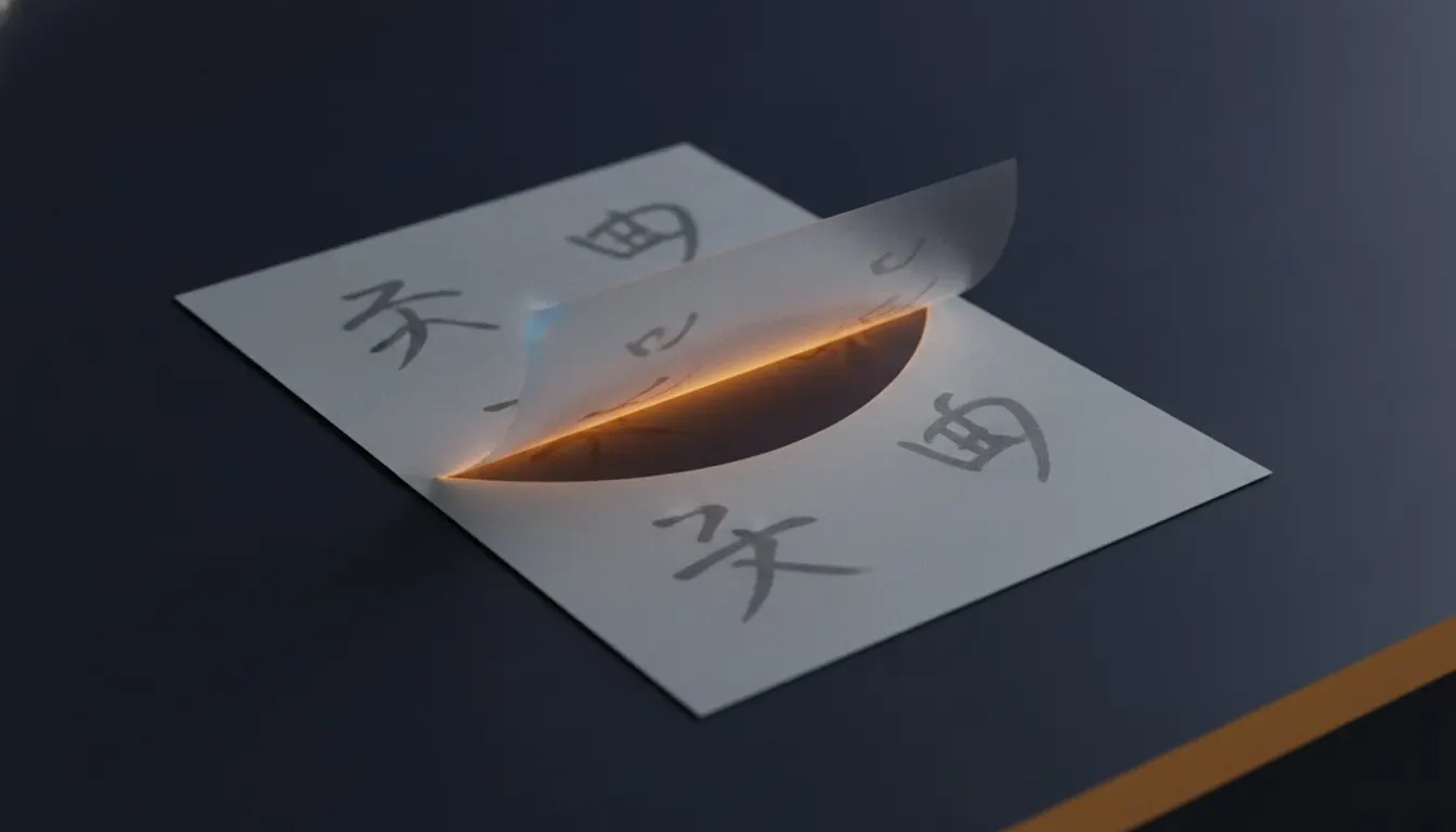 A page of text with an invisible layer of characters lifting away from it