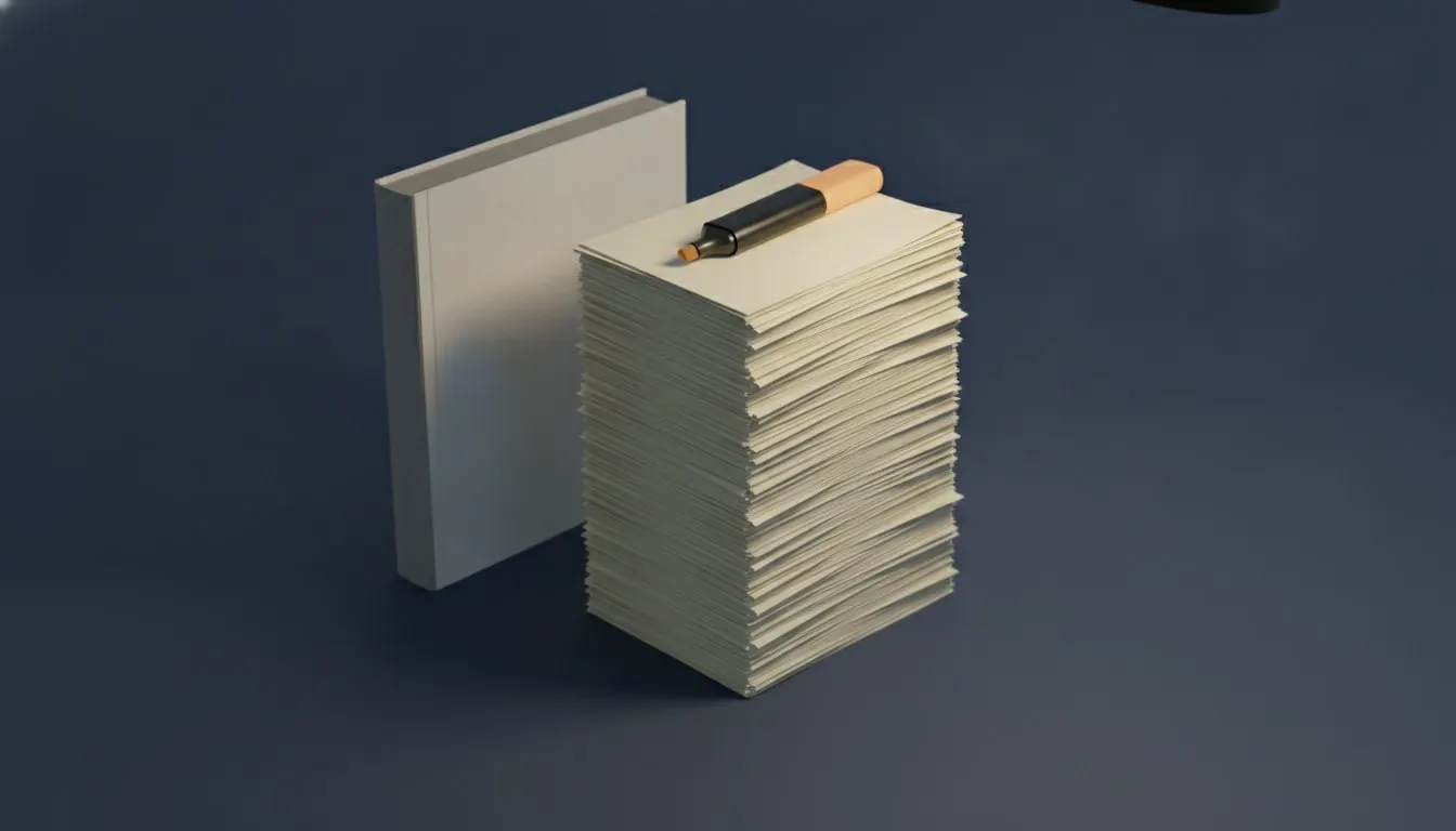 A single thick document beside many thin ones